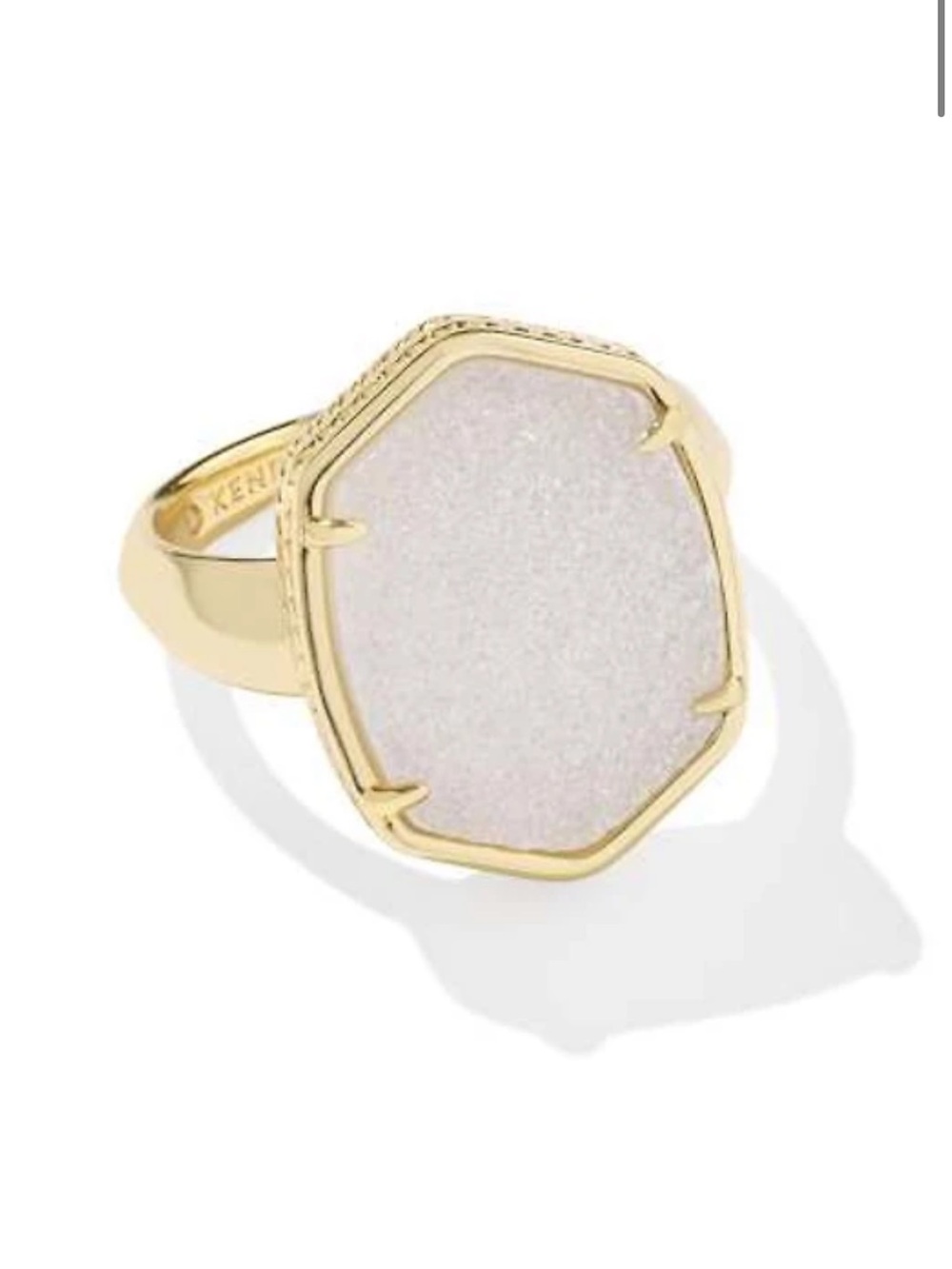 Kendra Scott Daphne Gold Ring with Pale Pink Druzy NWT and box